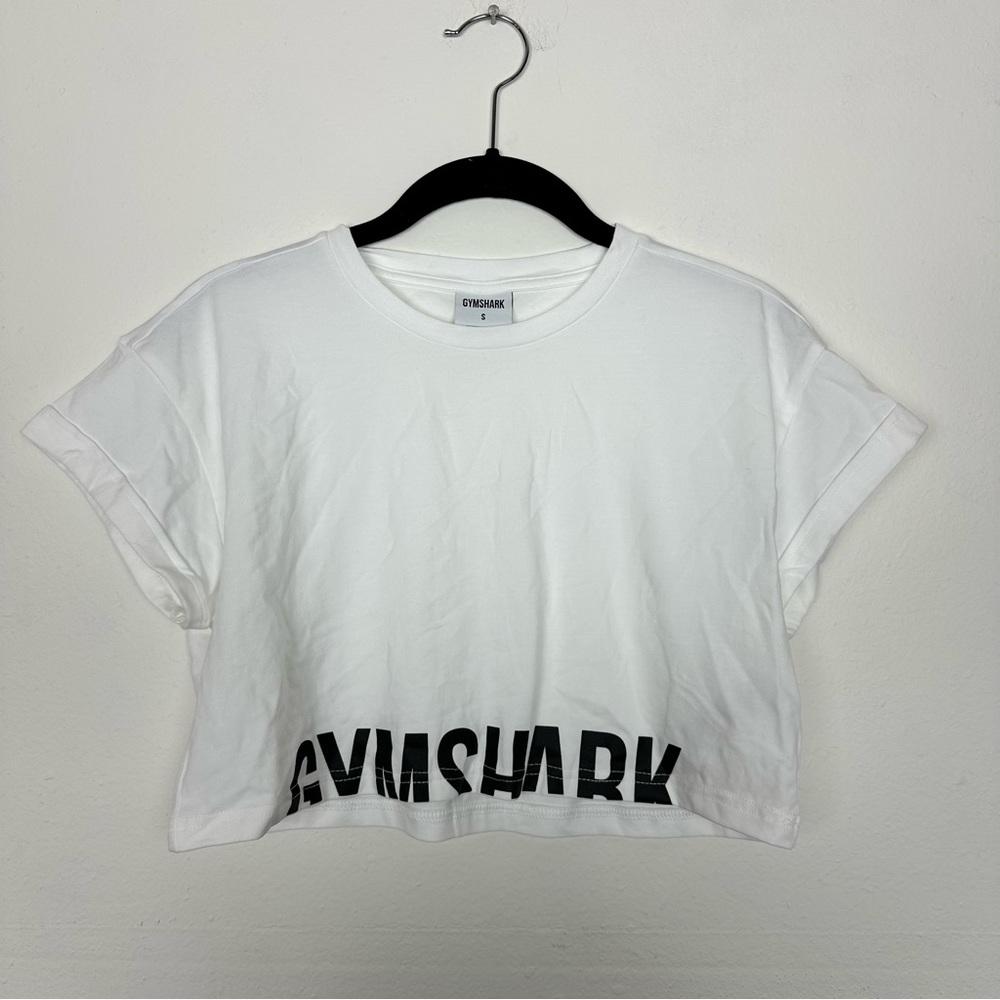 Gymshark Fraction Crop Top White Workout Shirt Women’s Size Small